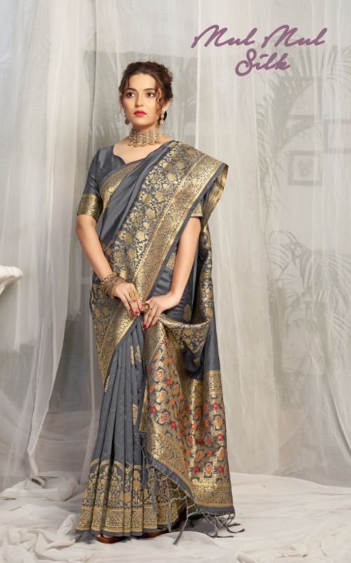 Ynf Mul Mul Silk Swarovski Designer Banarasi Saree