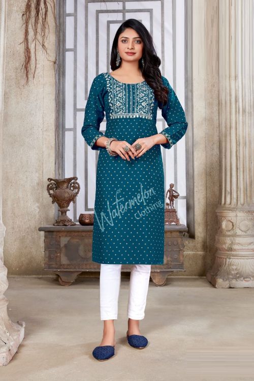 Watermelon Fatafat1 Embroidery Print Cotton Kurti Collection