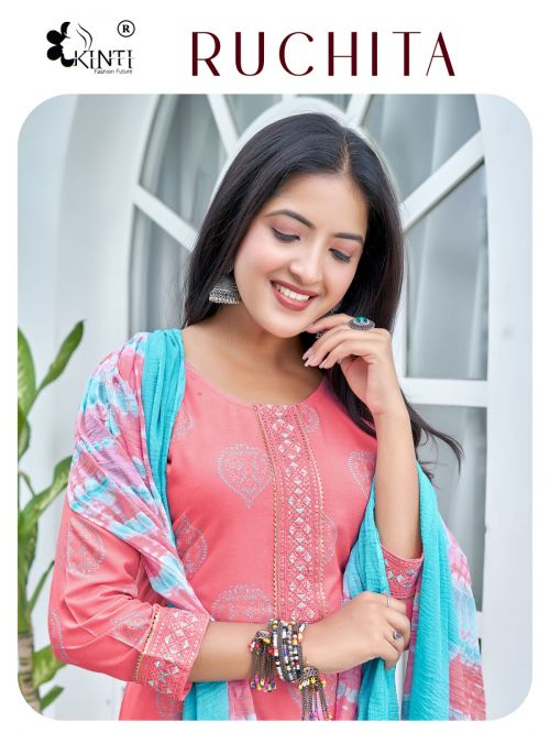 Kinti Ruchita Casual Rayon Kurti Plazo With Dupatta Collection