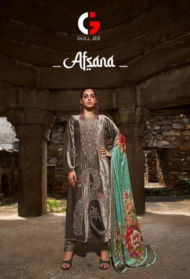Gull Jee Afsana Velvet Designer Embroidery Dress Material