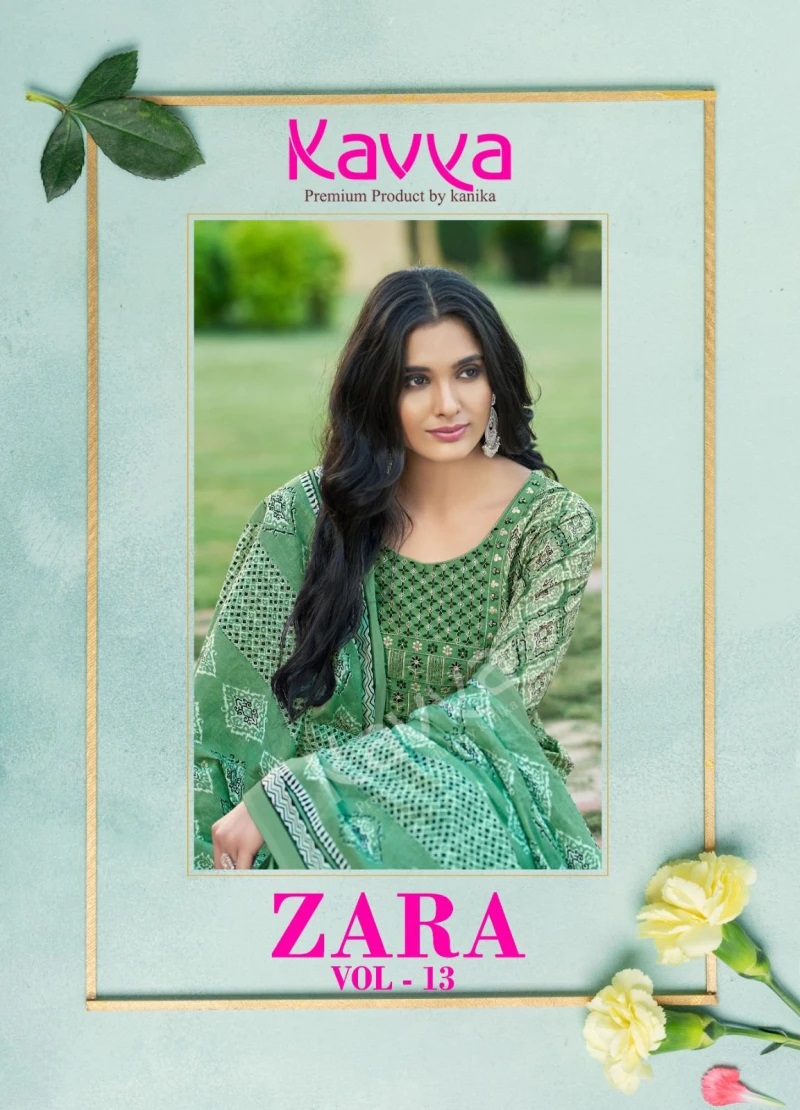 Kavya Zara Vol 13 Cambric Cotton Printed Kurti Pant With Dupatta Collection