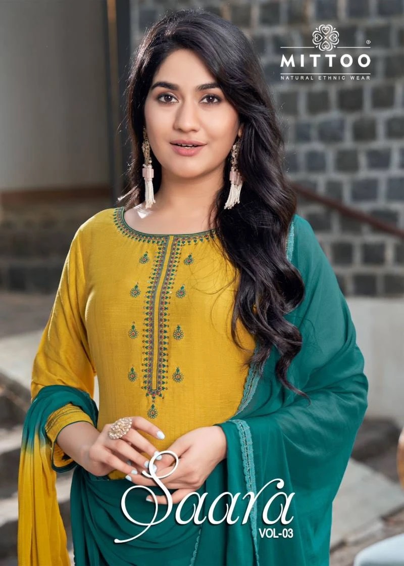 Mittoo Saara Vol 3 Designer Kurti Palazzo With Dupatta Collection
