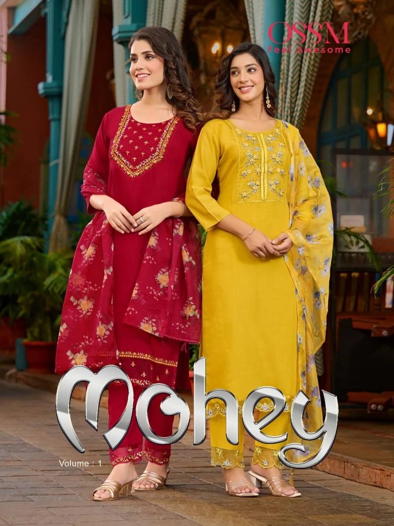 Ossm Mohey Viscose Silk Designer Kurti Pant With Dupatta Collection