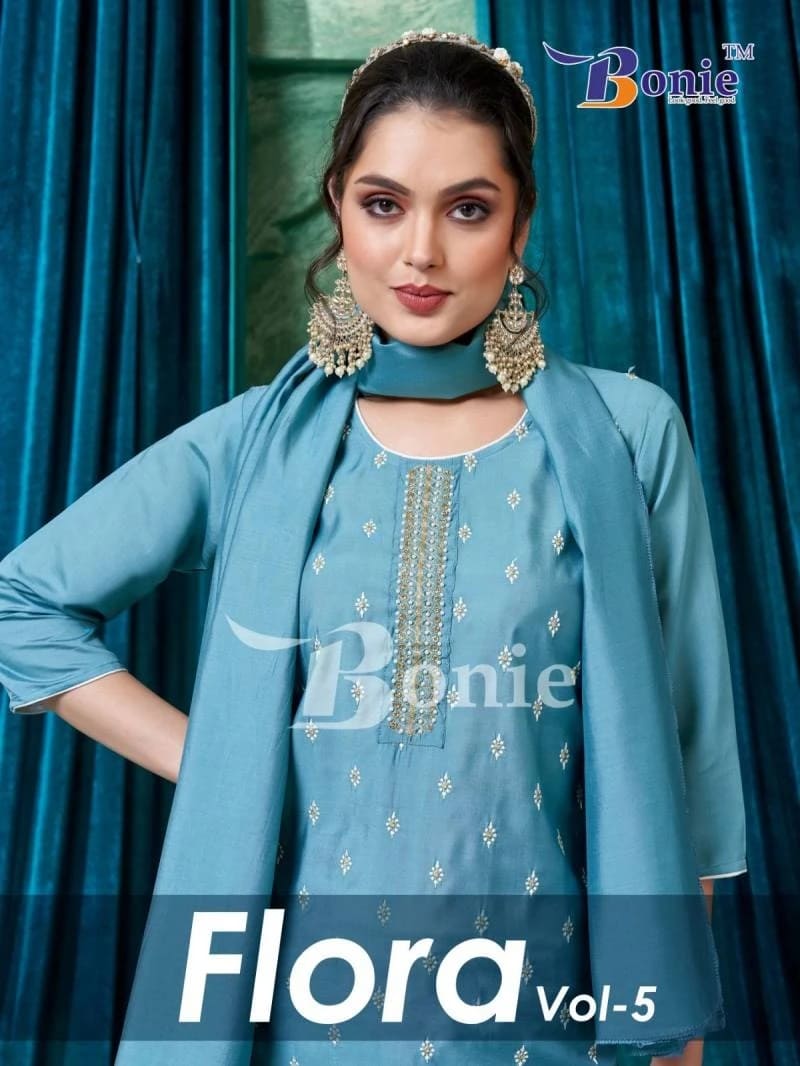 Bonie Flora 5 Embroidery Kurti Bottom With Dupatta Collection