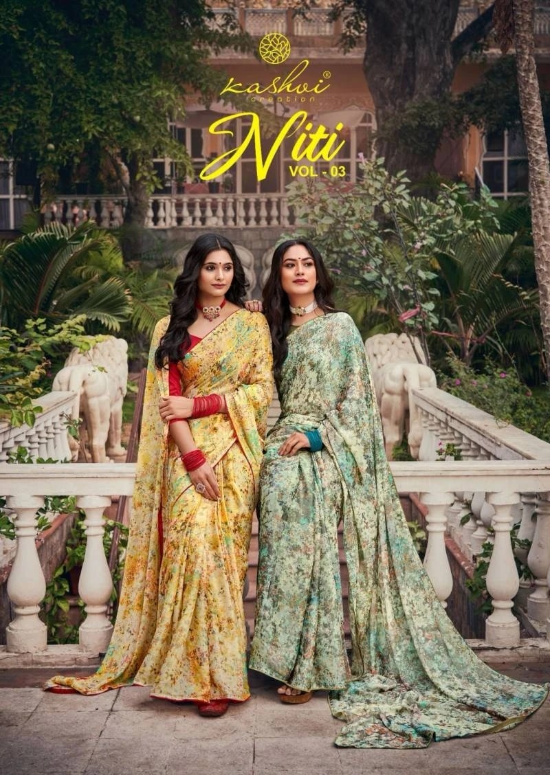 Kashvi Niti Vol 3 Chiffon Swaroski Work Fancy Saree Collection