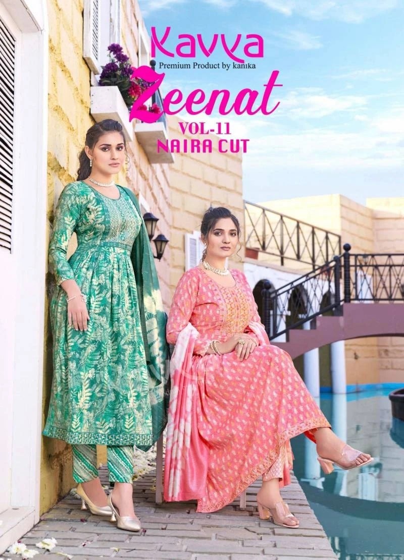Kavya Zeenat Vol 11 Foil Printed Kurti Pant With Dupatta Collection