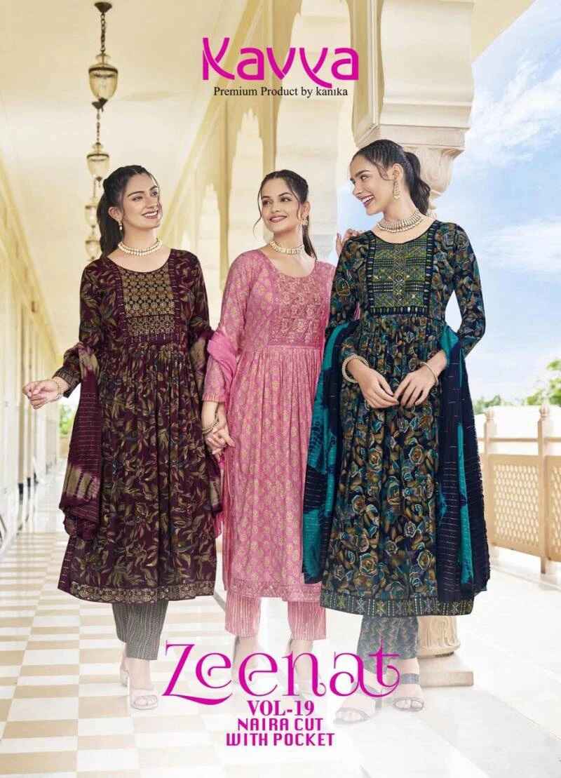 Kavya Zeenat Vol 19 Printed Kurti Bottom With Dupatta