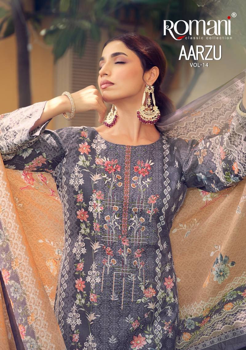 Romani Aarzu Vol 14 Soft Cotton Printed Dress Material