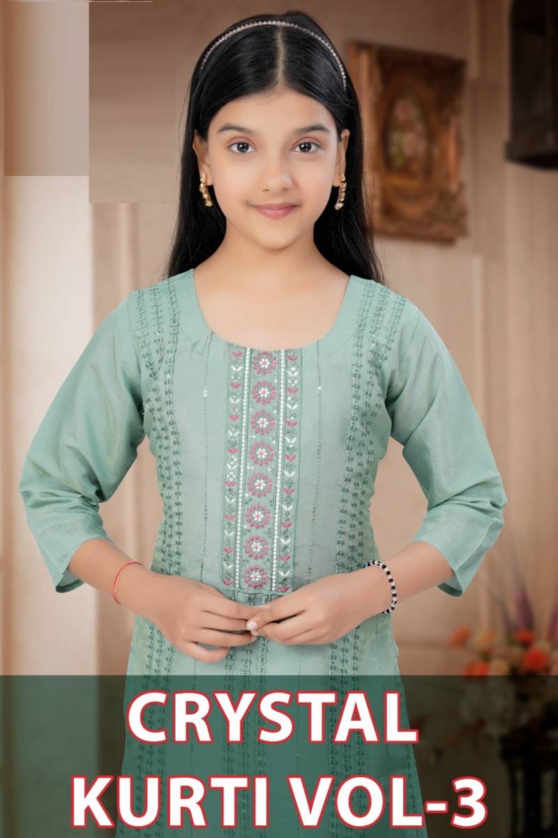 Crystal Kurti Vol 3 Roman Kids Wear Kurtis Collection