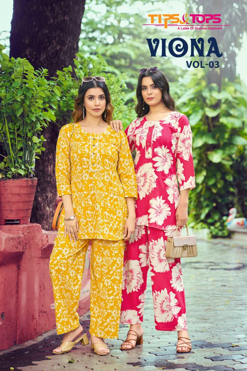 Tips And Tops Viona Vol 3 Fancy Printed Co Ord Set Collection