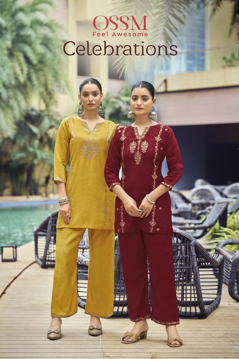 Ossm Celebrations Roman Silk Designer Co Ord Set Collection