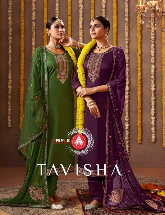 Triple Aaa Tavisha Jam Cotton Sequence Work Dress Material