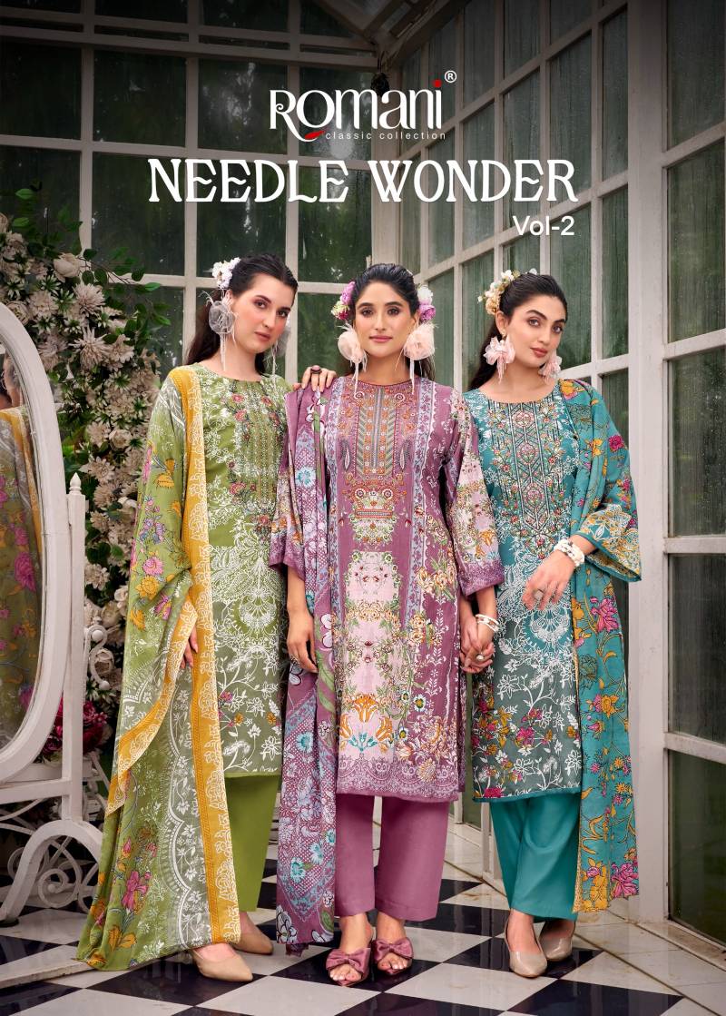 Romani Needle Wonder Vol 2 Printed Soft Cotton Dress Material