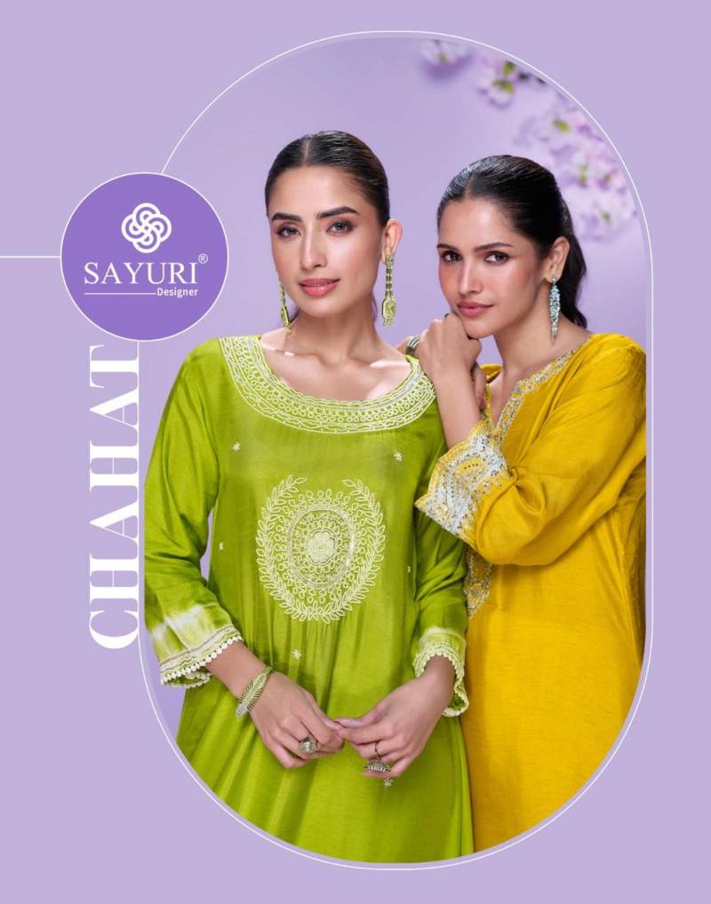 Sayuri Chahat Silk Embroidery Work Designer Kurti Collection