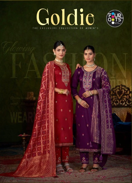 Four Dots Goldie Jam Cotton With Jarkan Work Dress Material
