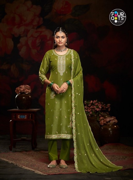 Four Dots Gelina Designer Silk Dress Material Collection