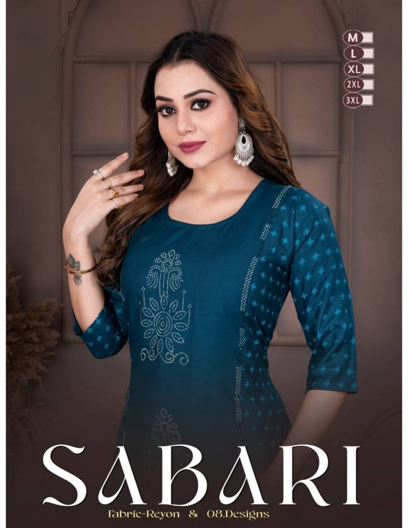 Trendy Sabari Rayon Daily Wear Printed Kurti Collection