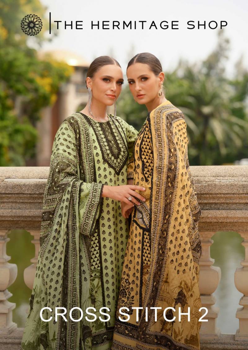 Hermitage Cross Stitch Vol 2 Lawn Dress Material Collection