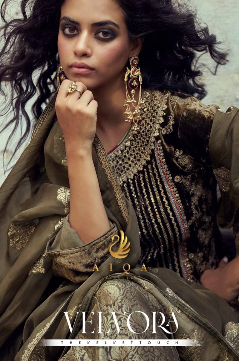 Aiqa Velvora Viscose Velvet Designer Salwar Suits Collection