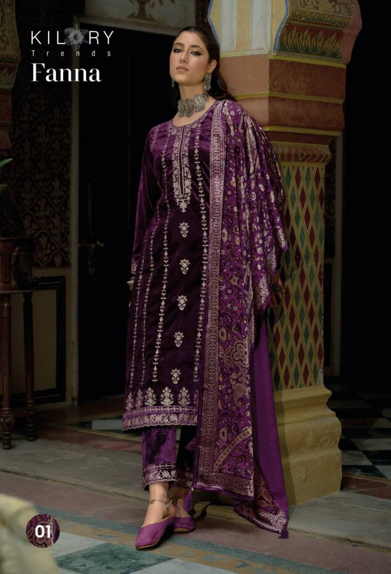 Kilory Fanna Pure Velvet Designer Salwar Kameez Collection