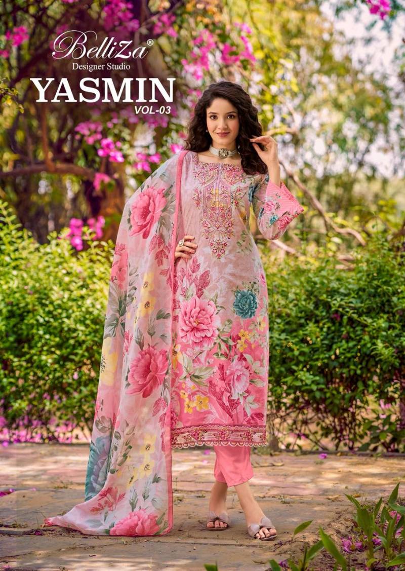 Belliza Yasmin Vol 3 Cotton Embroidery Dress Material Collection