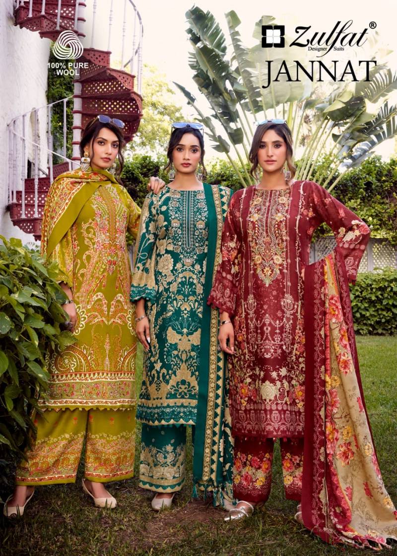 Zulfat Jannat Woollen Pashmina Designer Dress Material Collection