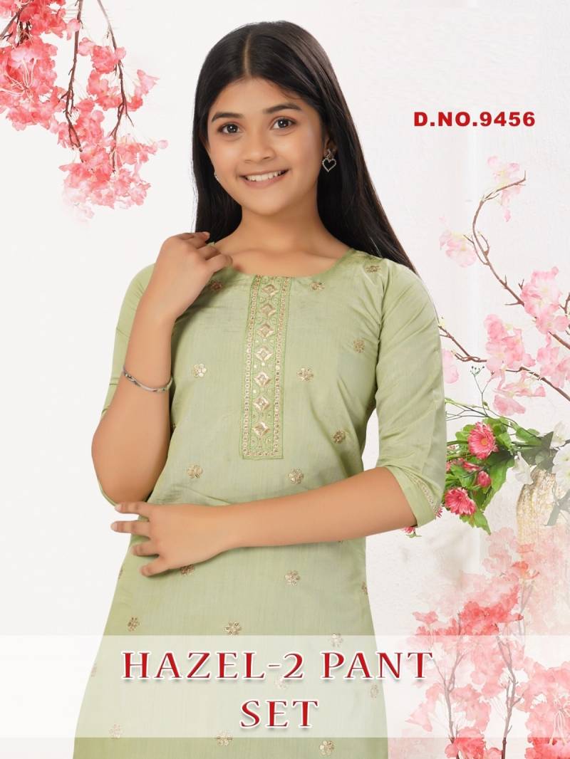 Hazel Vol 2 Pant Set Roman Silk Kids Kurti Pant And Dupatta Collection
