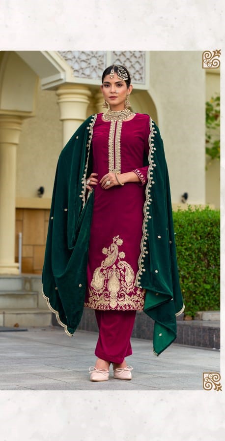 Levisha Aarushi Velvet Designer Dress Material Collection