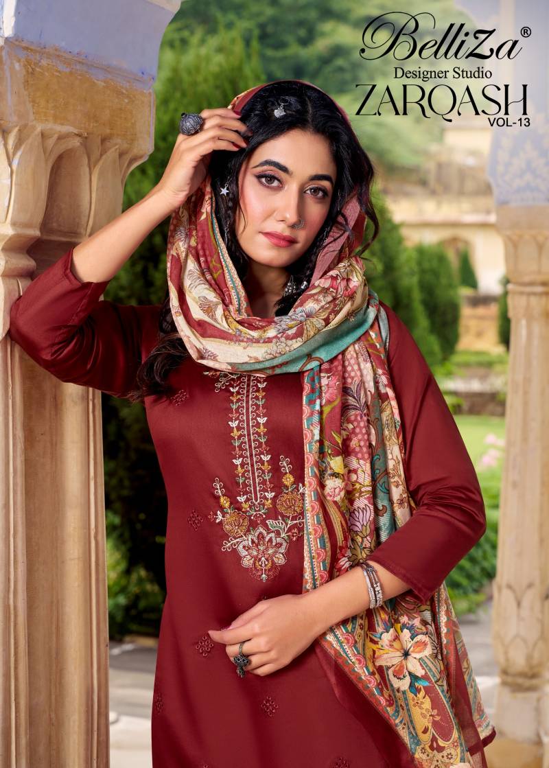 Belliza Zarqash Vol 13 Exclusive Designer Dress Material Collection