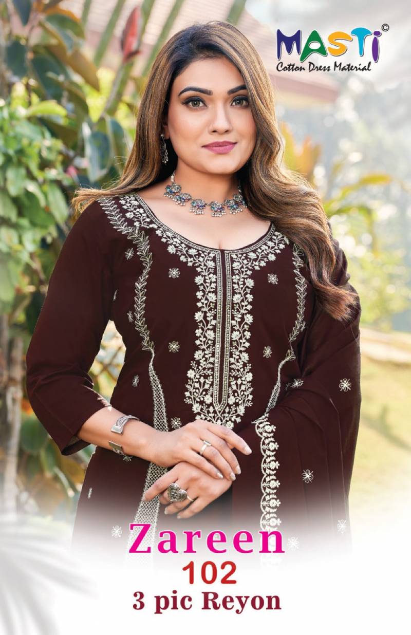Masti Zareen 102 Rayon Designer Dress Material Collection