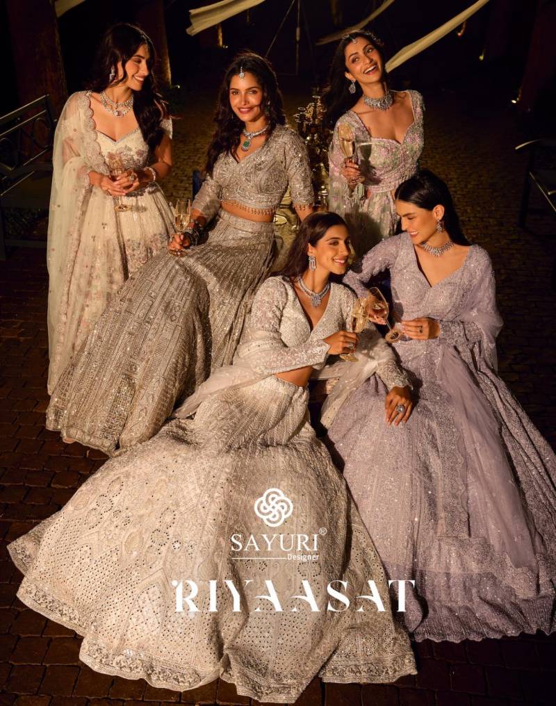 Sayuri Riyaasat Net Mirror Work Designer Lehenga Choli Collection