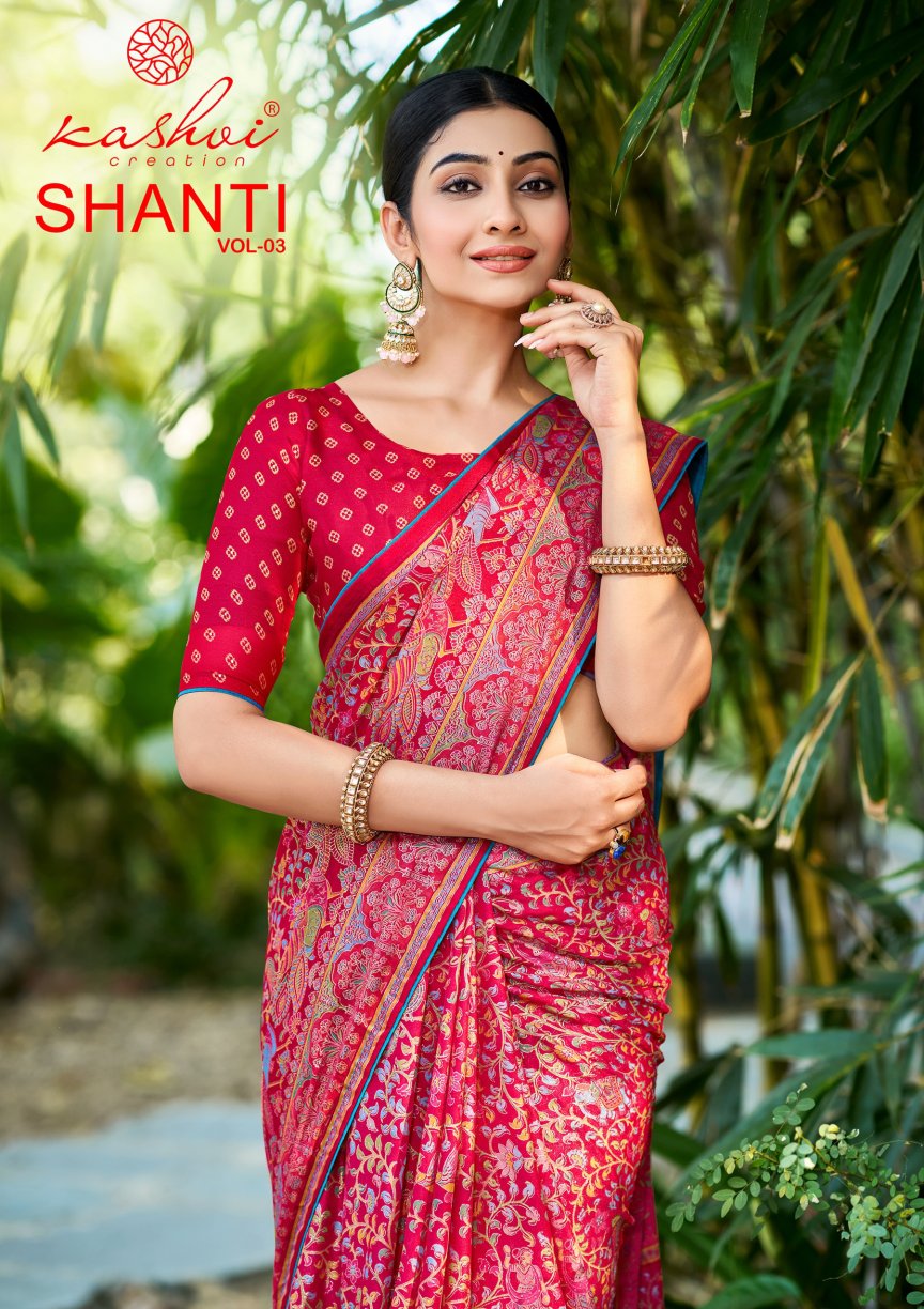 Kashvi Shanti Vol 3 Bright Moss Foil Printed Saree Collection
