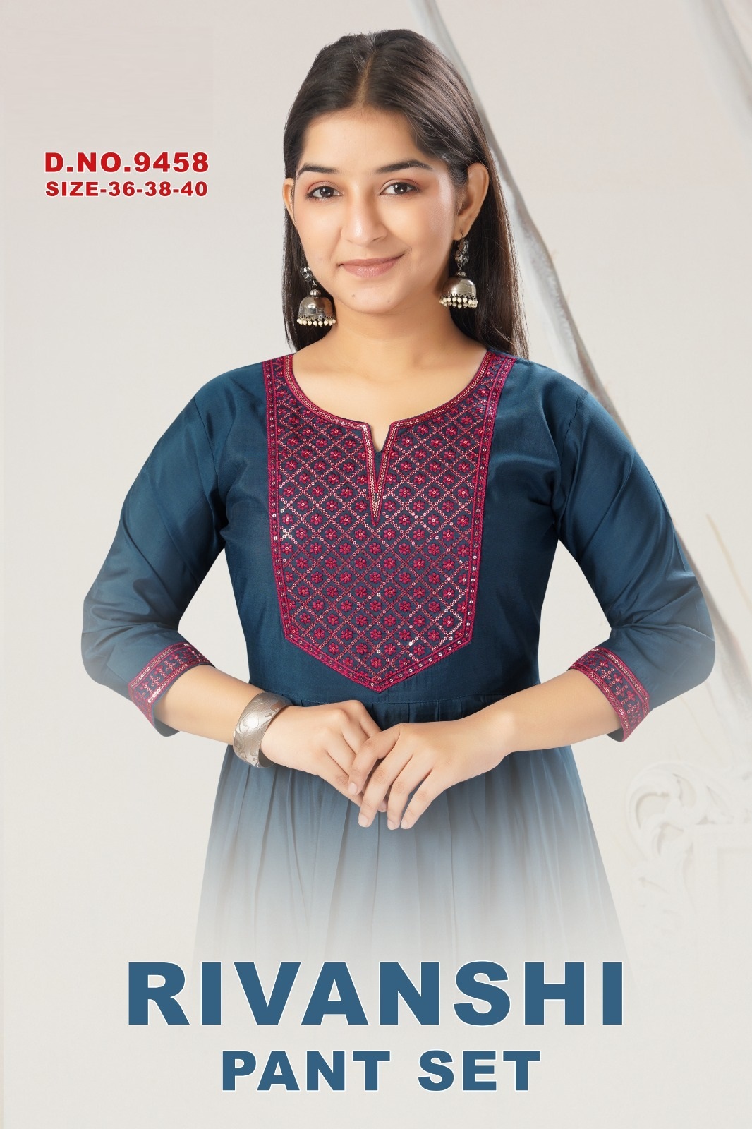 Riyanshi Pant Set 9458 Roman Silk Kids Wear Kurti With Bottom Dupatta