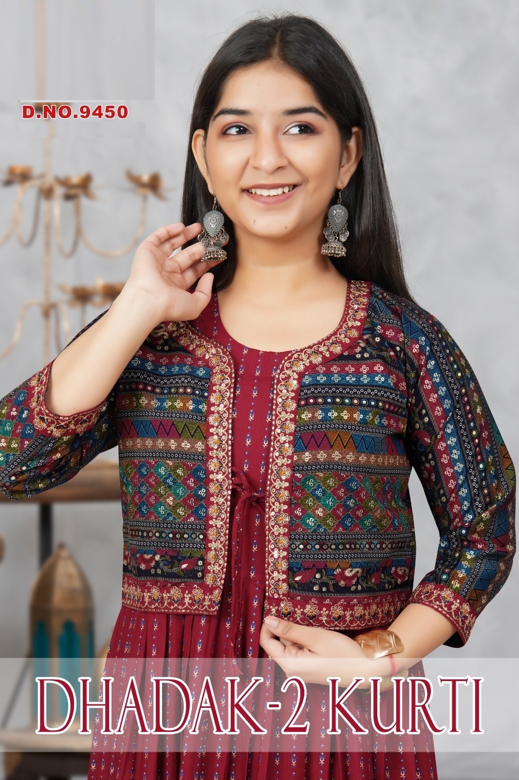 Dhadak Vol 2 Rayon Girls Anarkali Kurti With Koti Collection