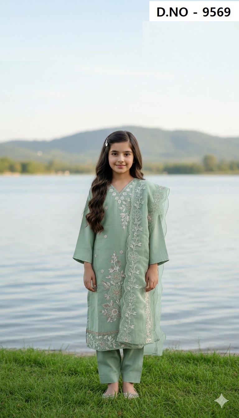 Organza Dupatta Work Kurti Set Vol 1 Kids Wear Kurti Bottom With Dupatta Set