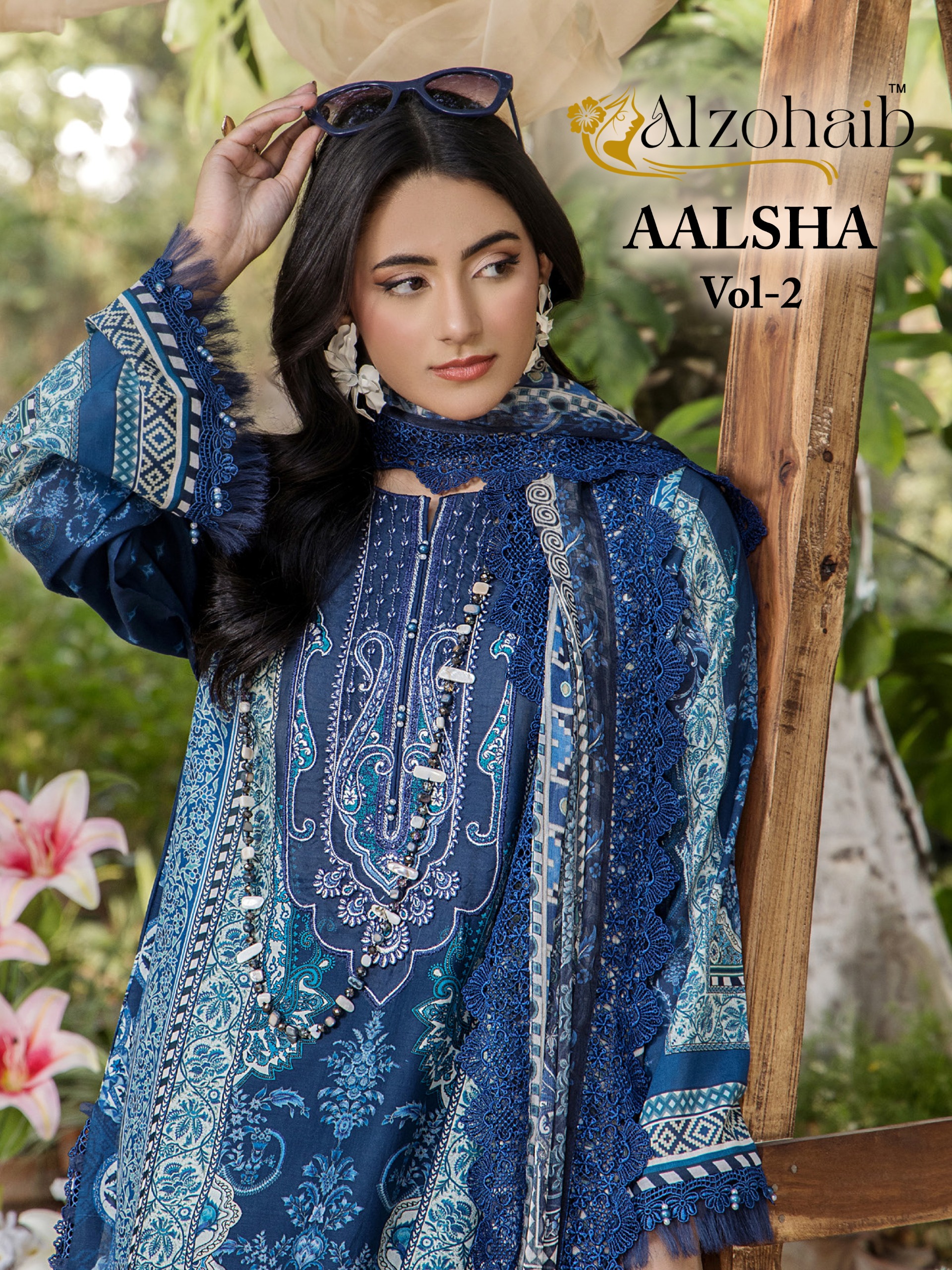 Alzohaib Aalsha Vol 2 Heavy Patch Work Pakistani Salwar Suits Cotton Dupatta