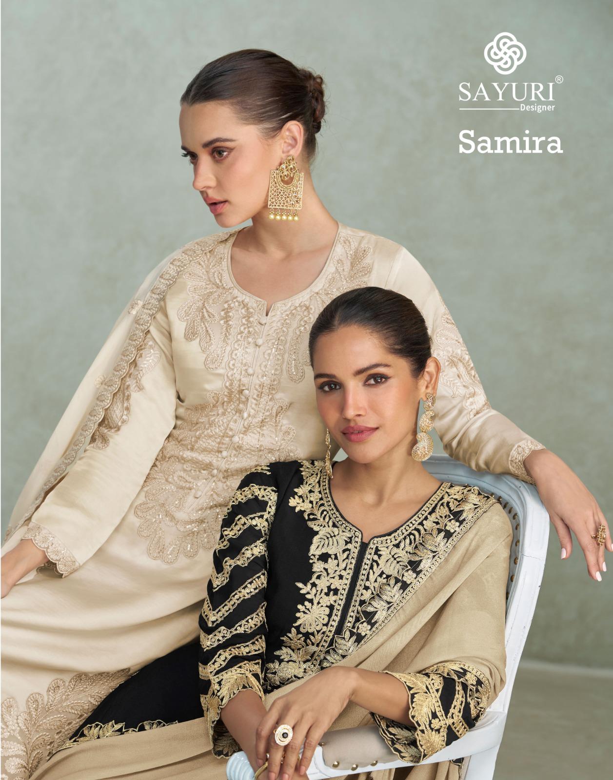 Sayuri Samira Chinon Silk Embroidered Work Salwar Kameez