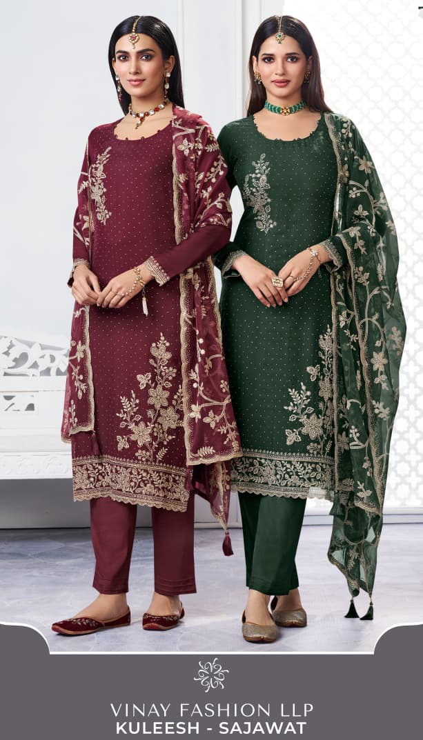 Vinay Kuleesh Sajawat Chiffon Embroidery Salwar Kameez Collection