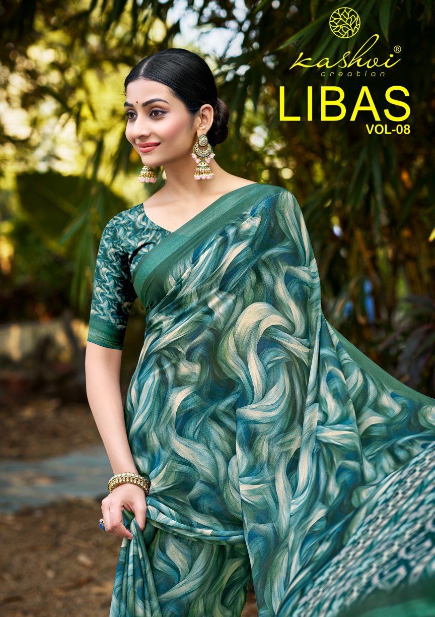 Kashvi Libas Vol 8 Dull Moss Digital Printed Saree Collection