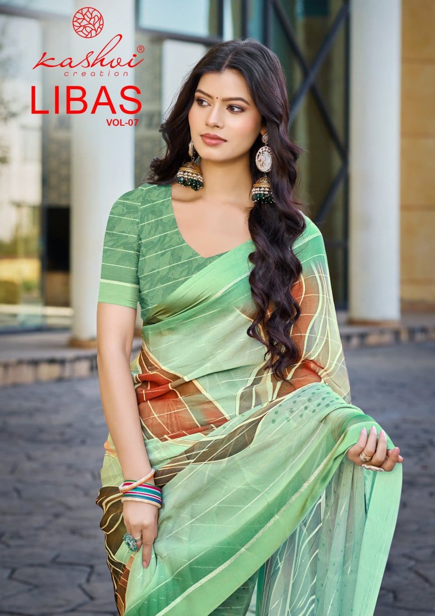 Kashvi Libas Vol 7 Dull Moss Digital Printed Saree Collection