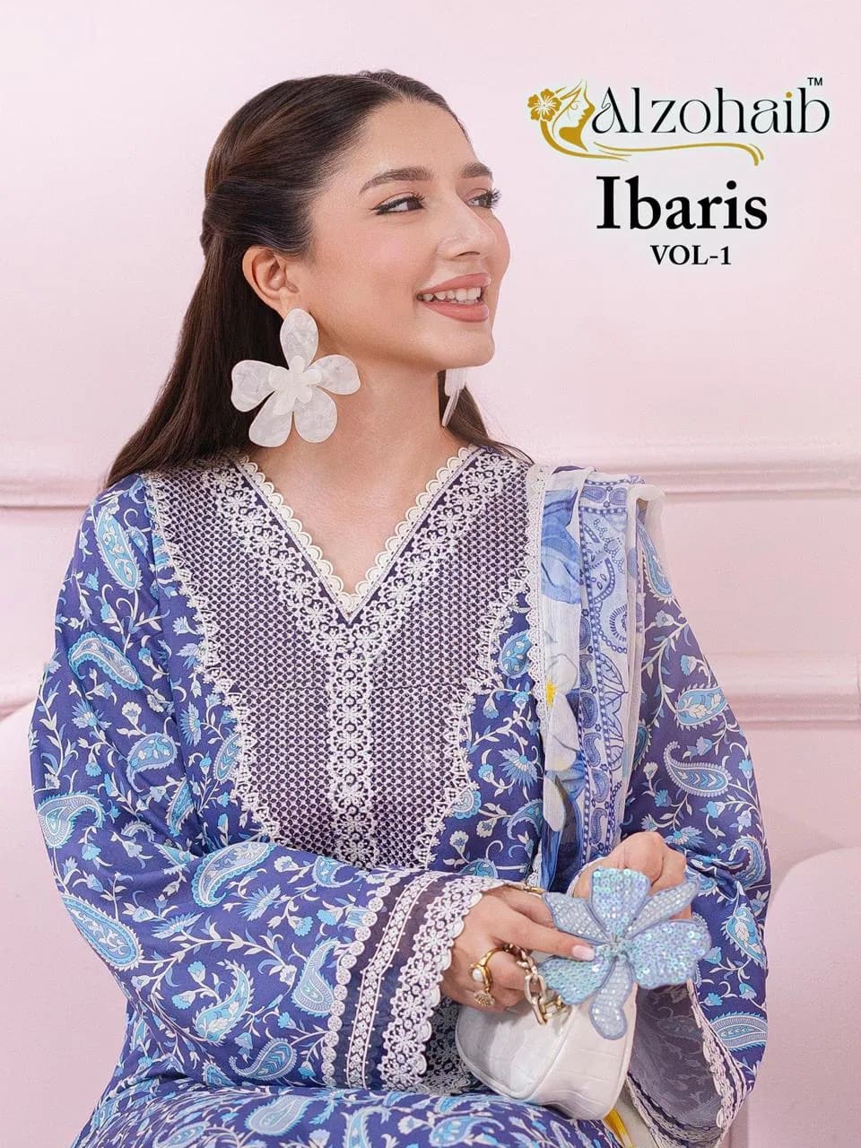 Alzohaib Ibaris Vol 1 Pakistani Salwar Kameez Cotton Dupatta