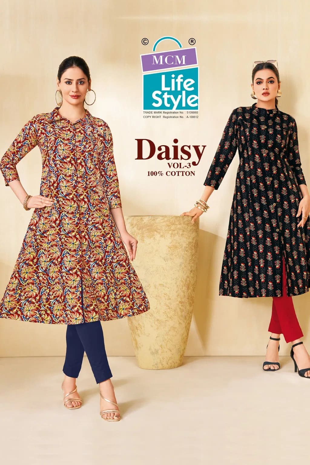 Mcm Daisy Vol 3 Cotton A Line Kurtis Collection