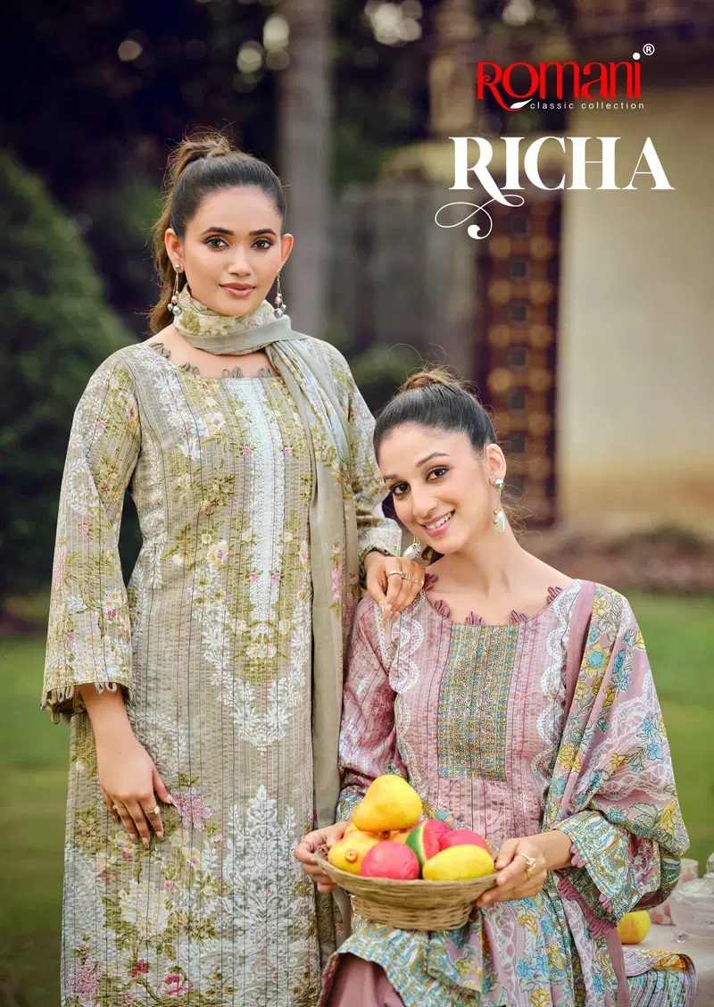 Romani Richa Cotton Embroidery Work Dress Material Collection