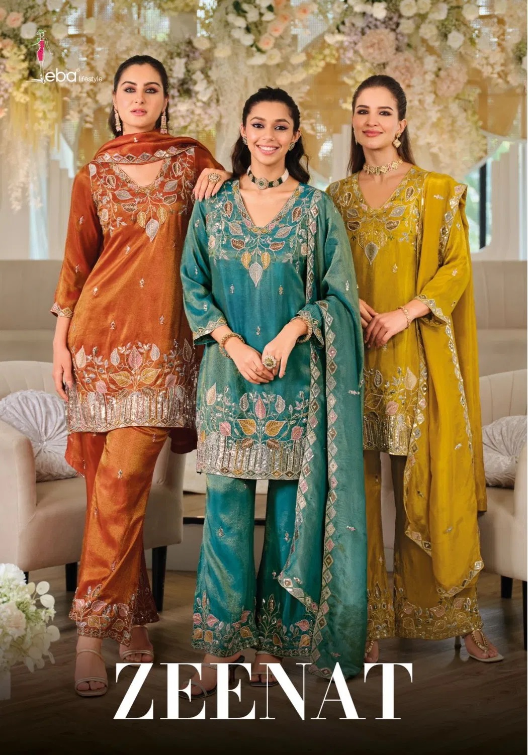 Eba Zeenat Simar With Beats Work Salwar Bottom And Dupatta Collection