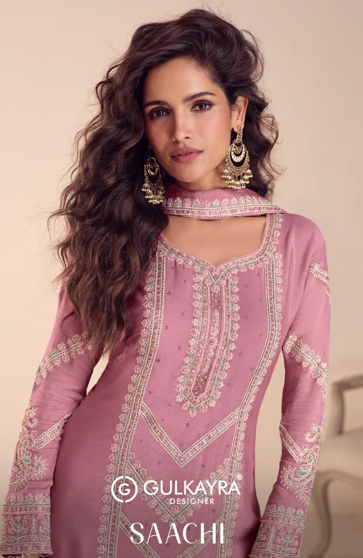Gulkayra Saachi Embroidery Work Salwar Palazzo And Dupatta