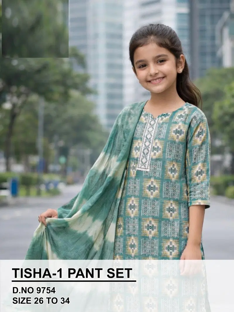 Tisha Vol 1 Cotton Capsule Printed Kids Girls Kurti Bottom With Dupatta