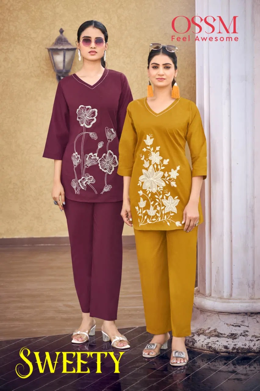 Ossm Sweety Dhabu Embroidery Work Co Ord Set Collection