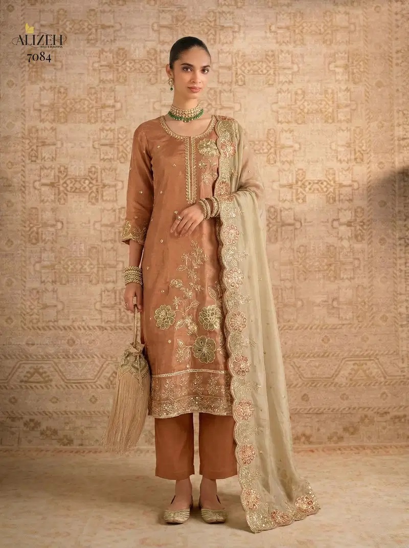 Alizeh 7081 To 7084 Shimmer Silk Designer Salwar Suits Collection