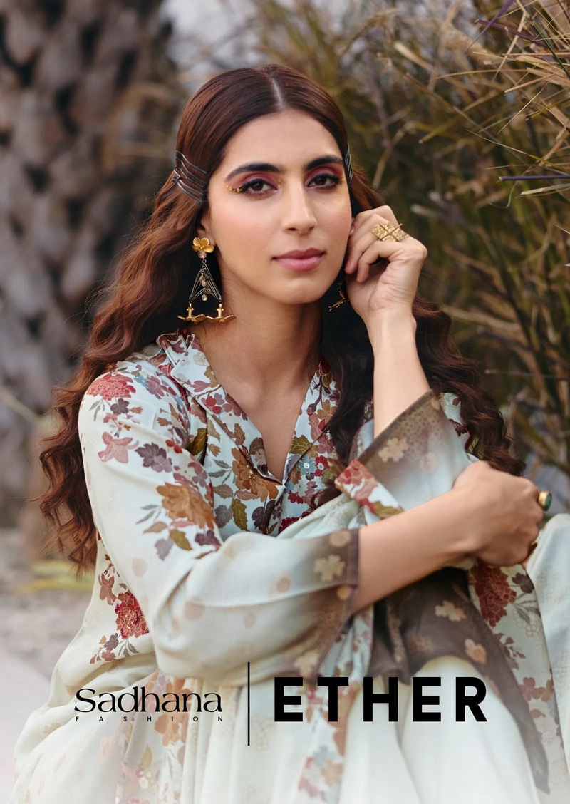 Sadhana Ether Muslin Khatli Work Designer Salwar Suits Collection