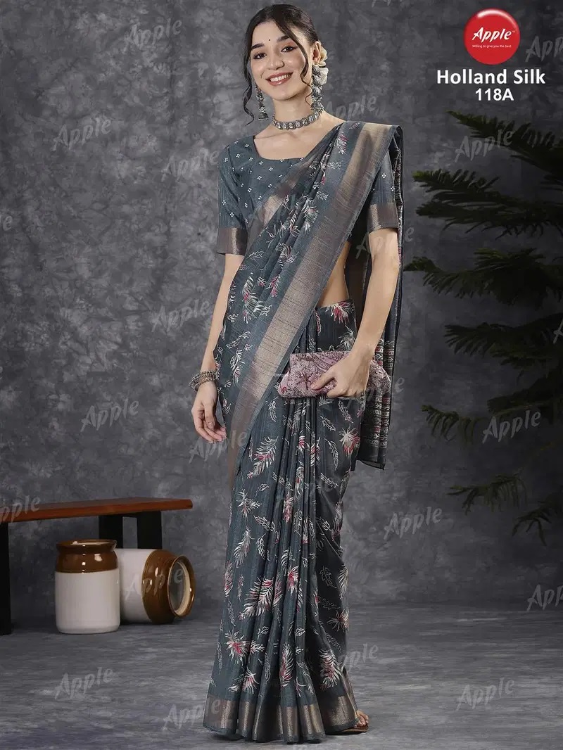 Apple Holland Silk 118 Silk Blend Printed Designer Saree Collection